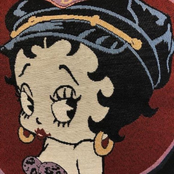 NEW - Betty Boop Biker Tapestry Woven Pillow - Vintage - Rare - Check It Out - Picture 2 of 4